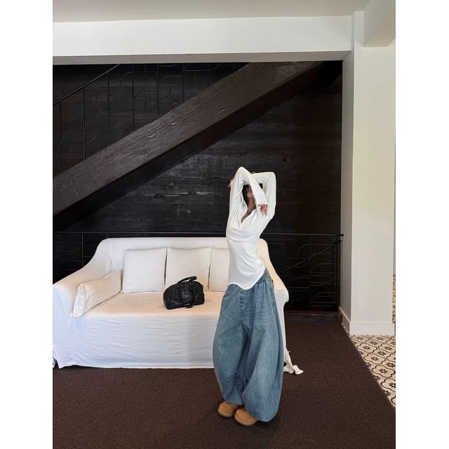 Henley Plain Slim Fit Hoodie