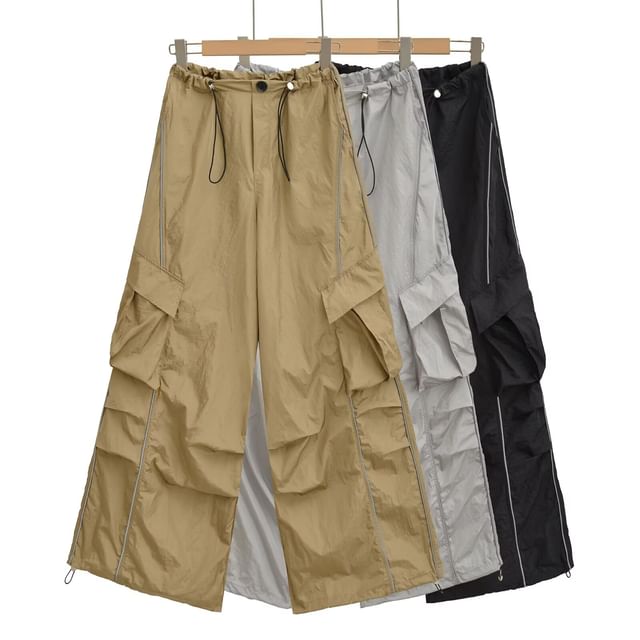 High Waist Plain Wide Leg Cargo Pants