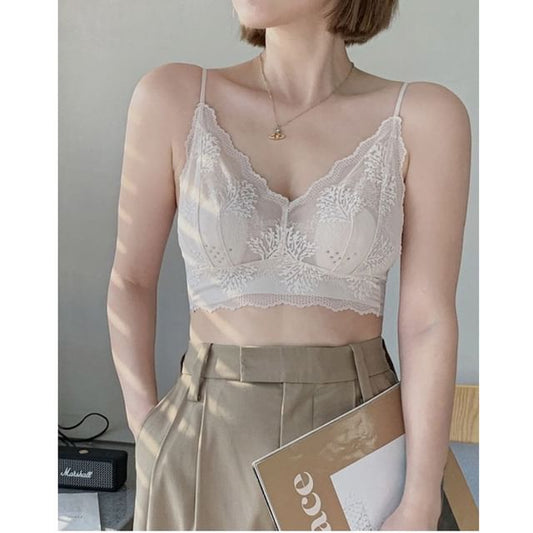 V-Neck Lace Bra Top
