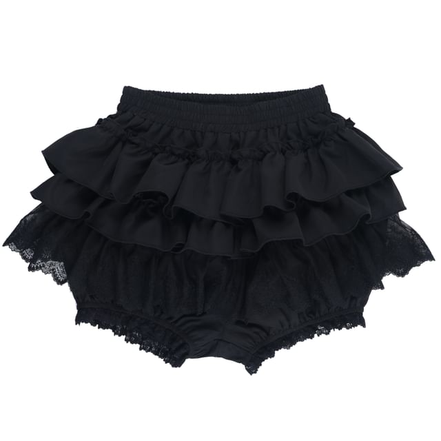 Short-Sleeve Off Shoulder Lace Trim Top and High Waist Skorts