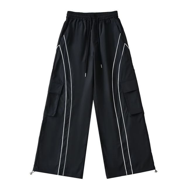 Drawstring Waist Wide Leg Cargo Pants