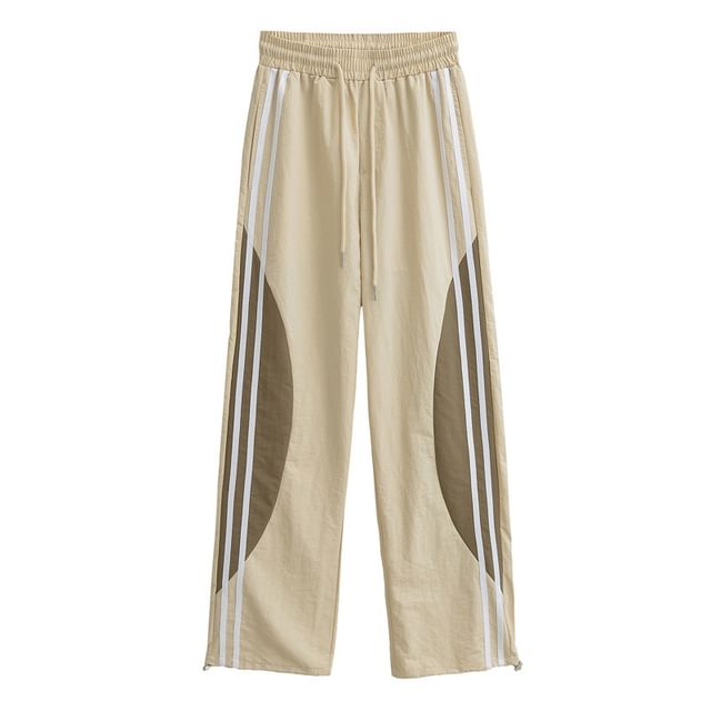Drawstring Waist Color Block Loose Fit Cargo Pants