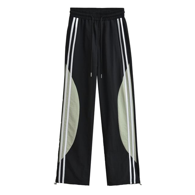Drawstring Waist Color Block Loose Fit Cargo Pants