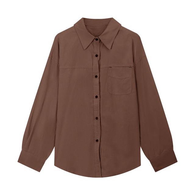 Collared Long Sleeve Button-Up Shirt