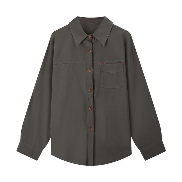 Collared Long Sleeve Button-Up Shirt