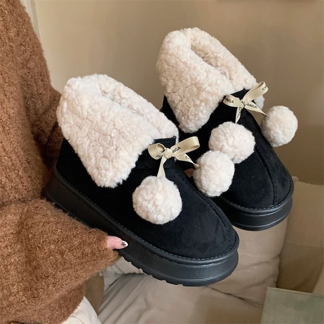 Platform Chunky Heel Short Snow Boots
