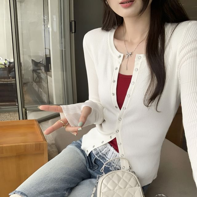 Classic Button-Front Knit Cardigan