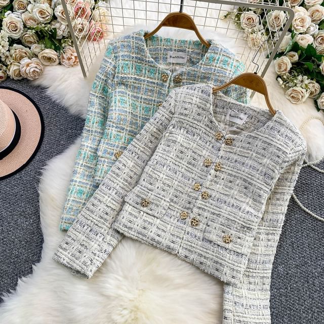 Set: Double Breasted Tweed Jacket + Skirt