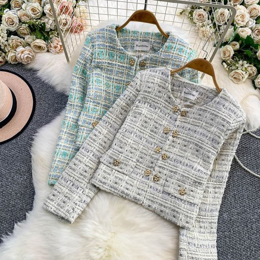 Set: Double Breasted Tweed Jacket + Skirt