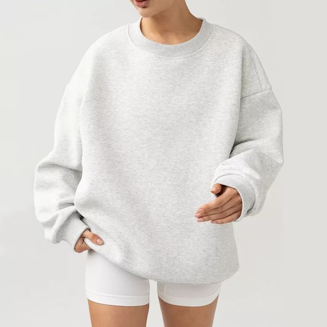 Crew-Neck Plain Sweatshirt