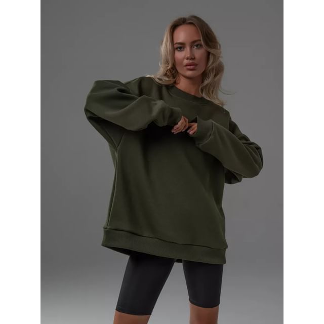 Crew-Neck Plain Sweatshirt
