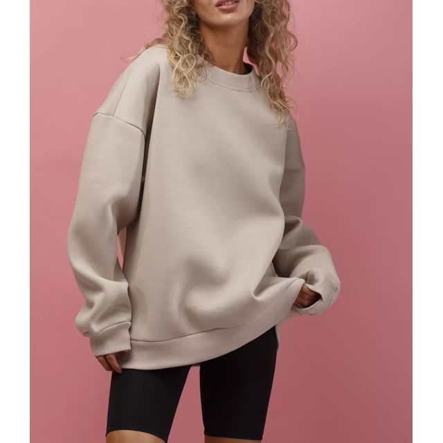 Crew-Neck Plain Sweatshirt
