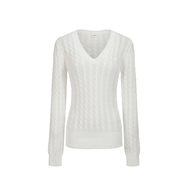 V-Neck Cable Knit Sweater