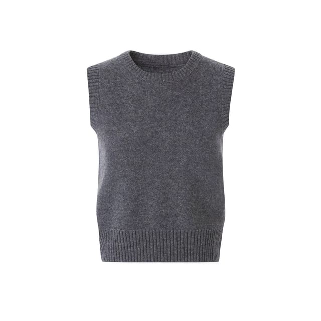 Crew Neck Plain Sweater Vest