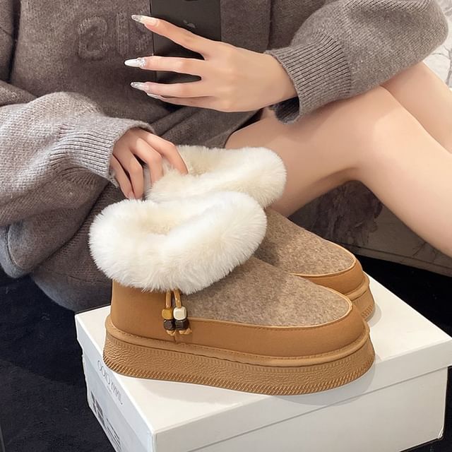 Platform Fluffy Panel Short Snow Boots