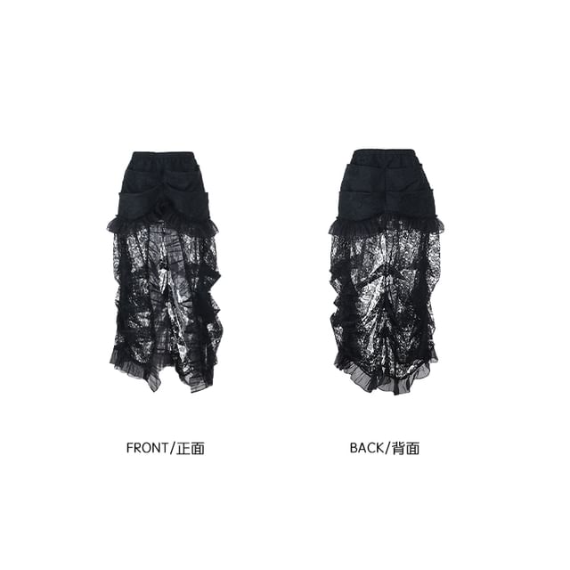 Lace Crop Corset Top & High Rise Lace Maxi Tiered Skirt