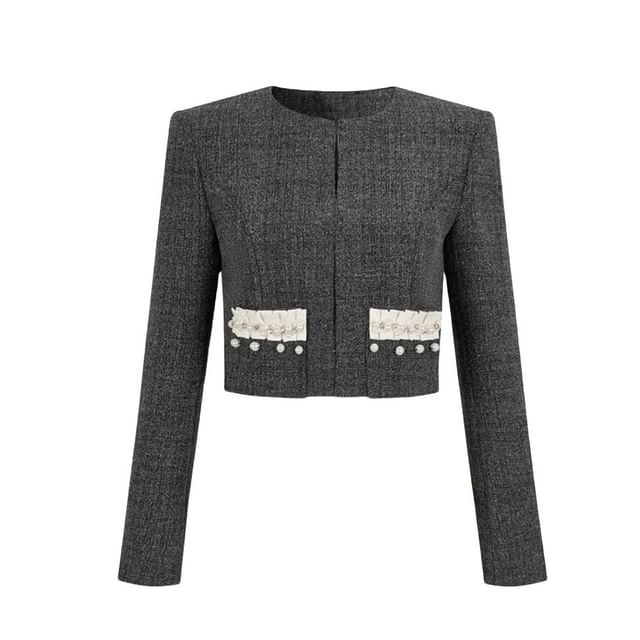 Open Front Tweed Jacket / Sleeveless A-Line Dress / Set