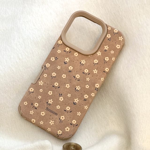 Floral Faux Suede Phone Case