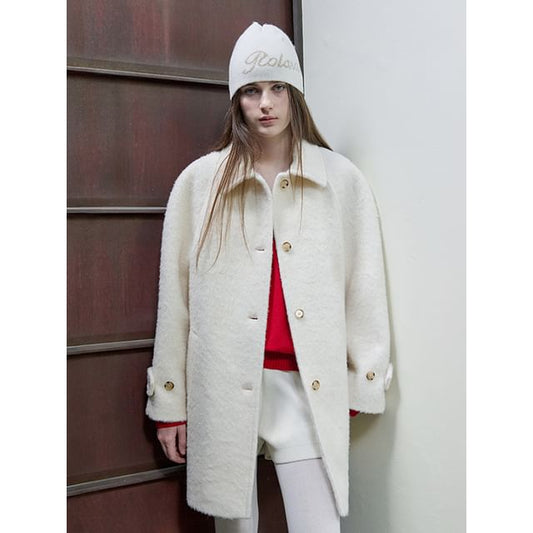 Woolen Half Mac Coat (Ivory)