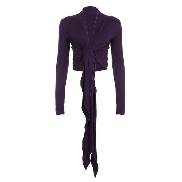 Plain Wrapped Slim-Fit Long Sleeve T-Shirt