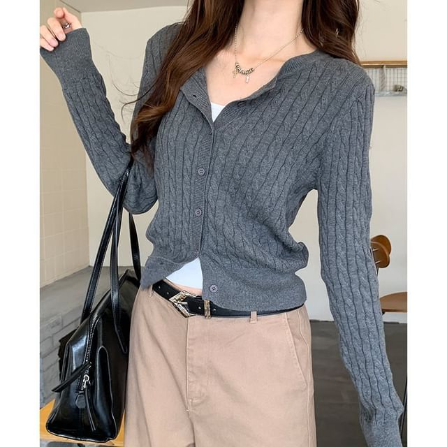 Button-Up Plain Cardigan