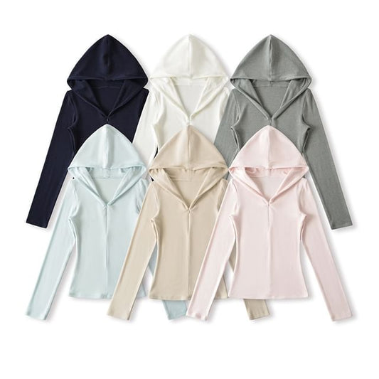 Plain Half-Zip Slim Fit Hoodie
