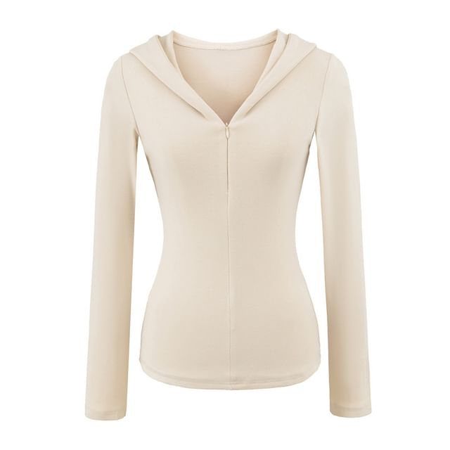 Plain Half-Zip Slim Fit Hoodie