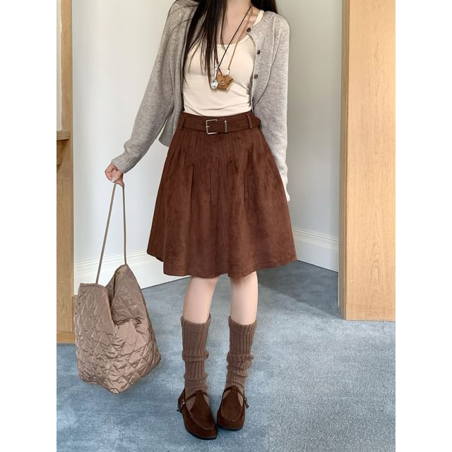 High Waist A-Line Skirt Plain Style