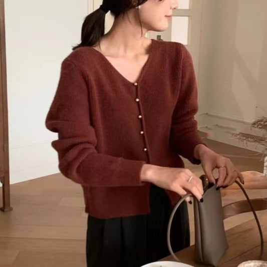 V-Neck Plain Cardigan