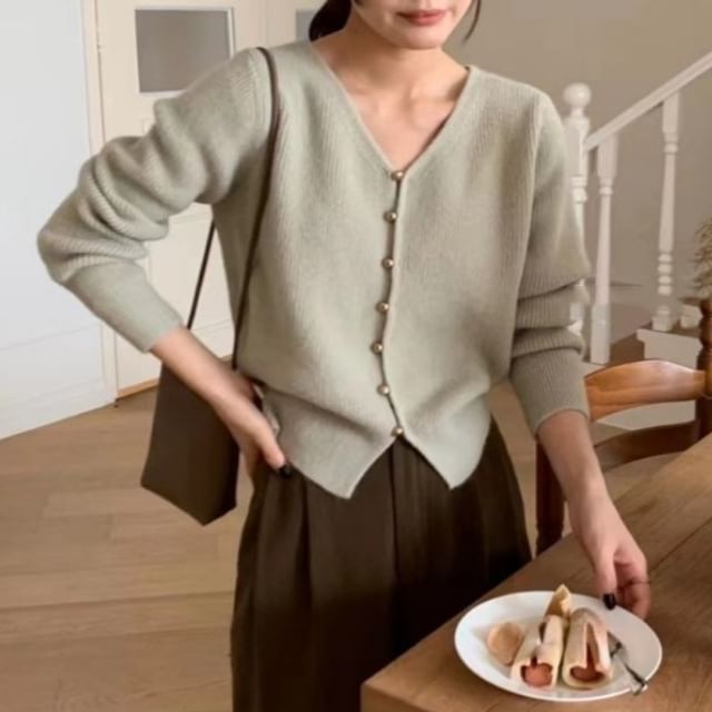 V-Neck Plain Cardigan