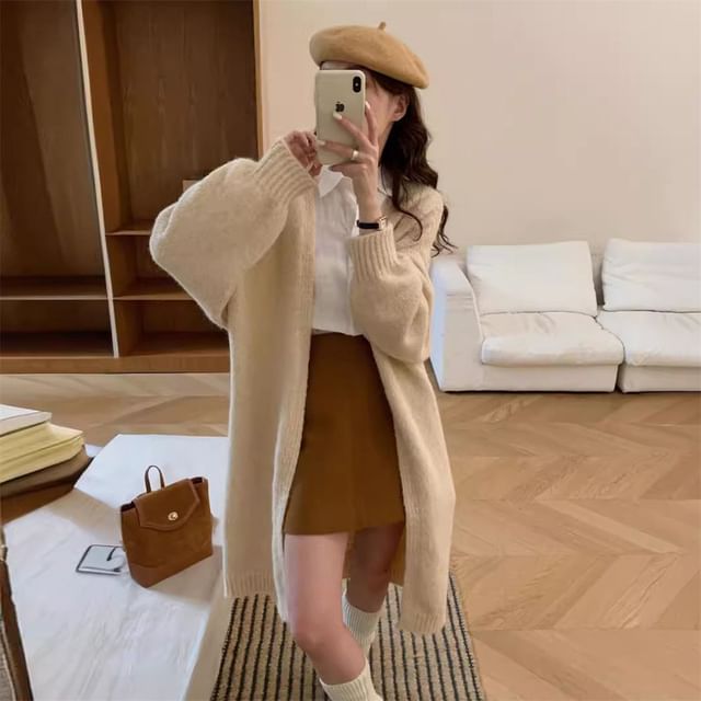 Plain Long Cardigan