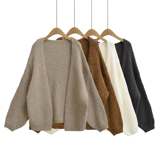 Plain Open Front Cardigan