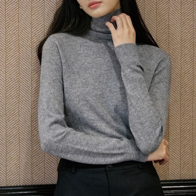 Long-Sleeve Turtleneck Knit Top