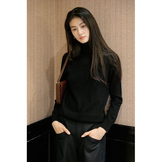 Long-Sleeve Turtleneck Knit Top