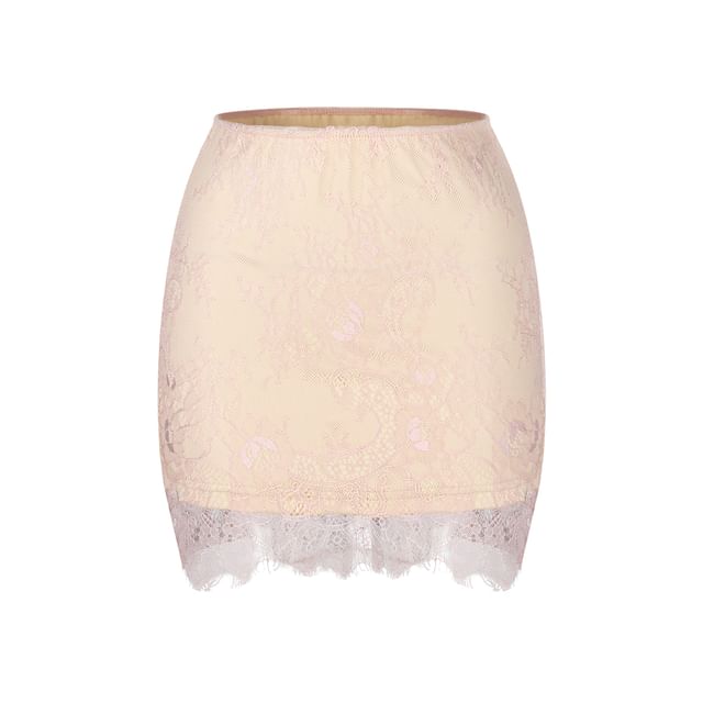 V-Neck Long Sleeve Top and Lace Pencil Skirt