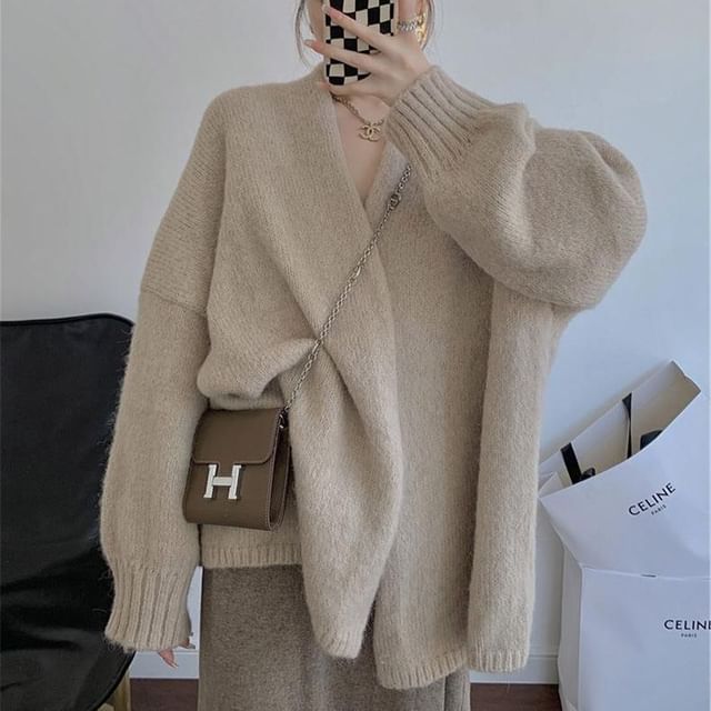 Open Front Plain Cardigan