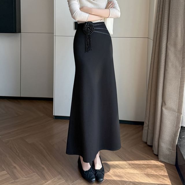High Rise Maxi Mermaid Skirt Plain