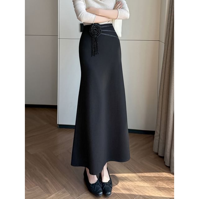 High Rise Maxi Mermaid Skirt Plain