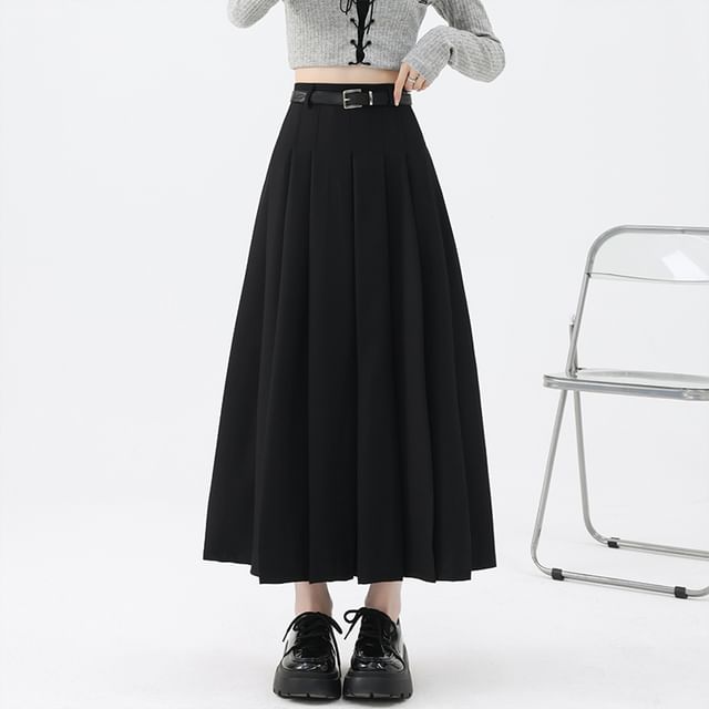 High Rise Maxi A-Line Skirt Plain