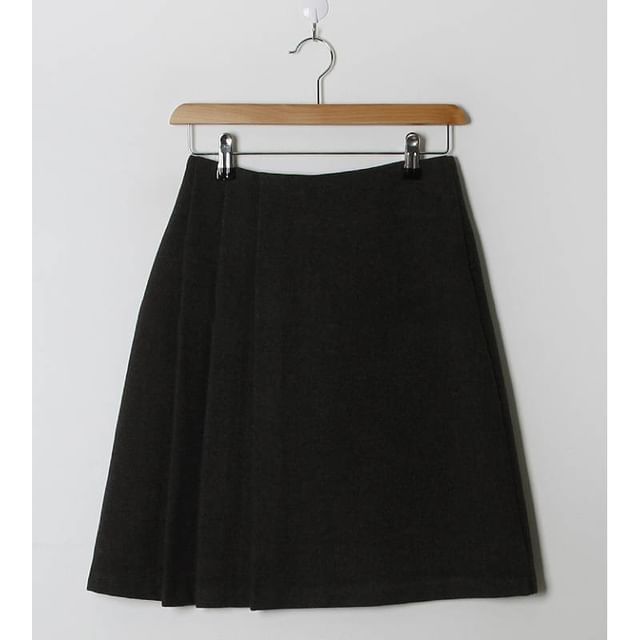 Pleated A-Line Skirt with High Waist