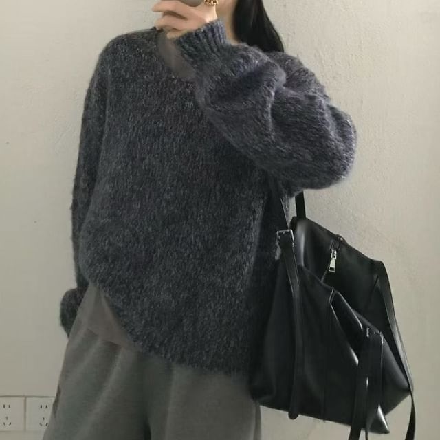Melange V-Neck Knit Sweater