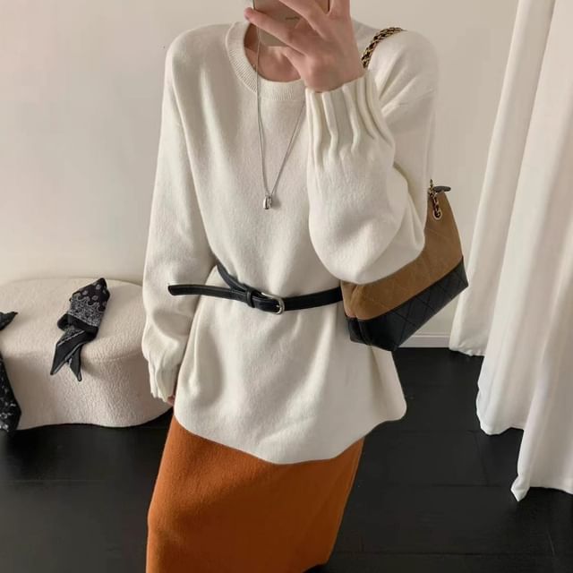 Oversized Crew Neck Pullover Sweater