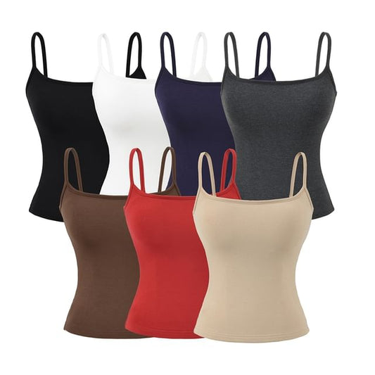 Plain Camisole Top with Spaghetti Straps and Scoop Neck