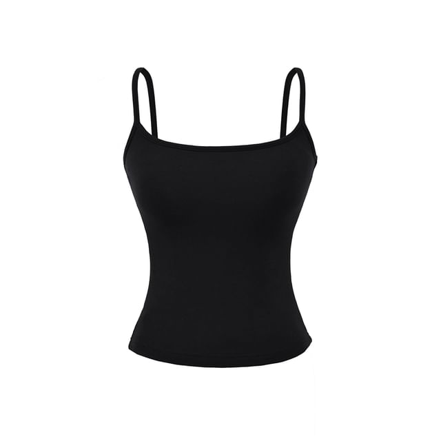 Plain Camisole Top with Spaghetti Straps and Scoop Neck