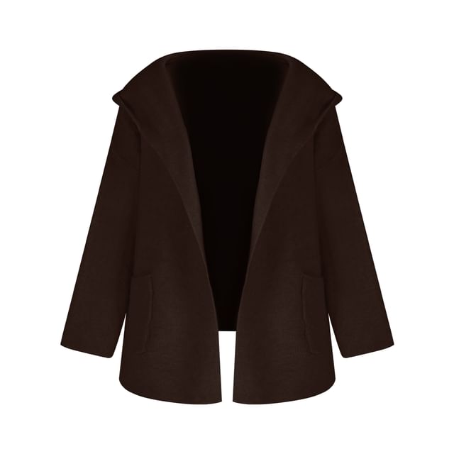 Hooded Plain Cardigan / High Waist Mini Pleated Skirt / Sleeveless Lace Crop Top