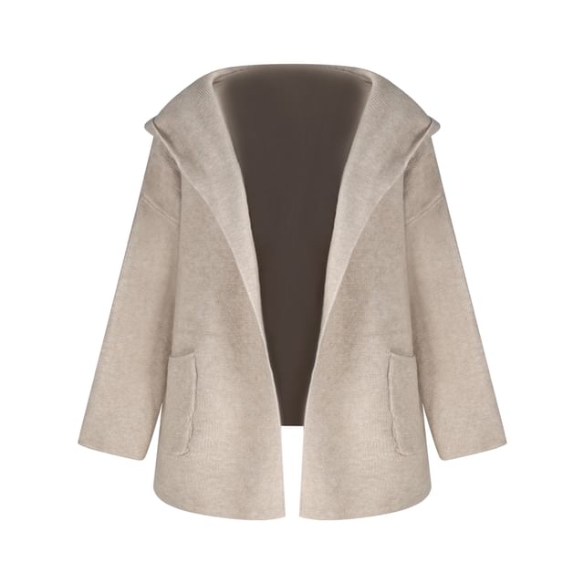 Hooded Plain Cardigan / High Waist Mini Pleated Skirt / Sleeveless Lace Crop Top