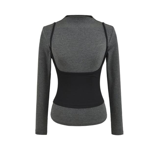 Long Sleeve Mock Neck Illusion Layered Top