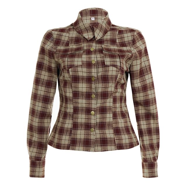 Tailored Plaid Long-Sleeve Button-Up Shirt