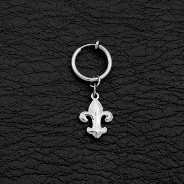 Fleur De Lis Hoop Drop Earring / Clip On Earring