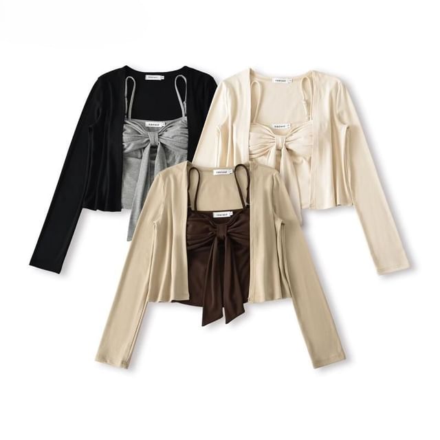 Two-Piece Set: Knit Cardigan with Matching Camisole